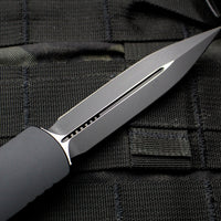 Microtech Dirac Delta OTF Knife- Double Edge- Tactical- Black Handle- Black Plain edge Blade- Black HW 227-1 T