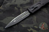 Microtech Dirac Delta OTF Knife- Double Edge- Tactical- Black Handle- Black Full Serrated Blade and Black HW 227-3 T