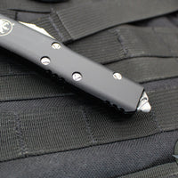 Microtech UTX-85 OTF Knife- Spartan Edge- Black With Stonewash Blade 230-10