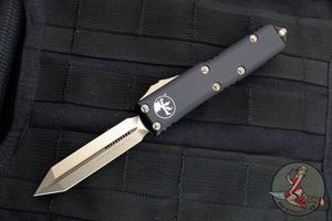Microtech UTX-85 OTF Knife- Spartan Edge- Black With Bronzed Blade 230-13
