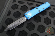 Microtech UTX-85 OTF Knife- Spartan Edge- Blue Handle- Black Blade 230-1 BL