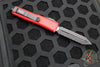 Microtech UTX-85 OTF Knife- Spartan Edge- Red Handle- Double Full Serrated Black Blade 230-D3 RD
