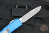 Microtech UTX-85 OTF Knife- Single Edge- Blue Handle- Apocalyptic Blade 231-10 APBL