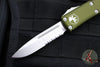 Microtech UTX-85 OTF Knife- Single Edge- OD Green Handle- Apocalyptic Part Serrated Blade 231-11 OD