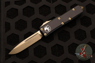 Microtech UTX-85 OTF Knife- Single Edge- Black With Bronze Blade 231-13