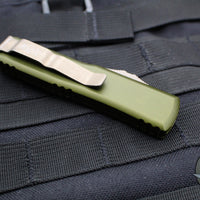 Microtech UTX-85 OTF Knife- Single Edge- OD Green Handle- Bronzed Apocalyptic Part Serrated Blade 231-14 APOD
