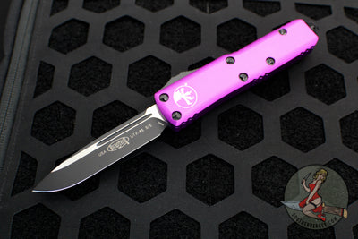 Microtech UTX-85 OTF Knife- Single Edge- Violet Handle- Black Plain Edge Blade 231-1 VI