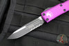 Microtech UTX-85 OTF Knife- Single Edge- Violet Handle- Black Part Serrated Blade 231-2 VI