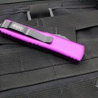 Microtech UTX-85 OTF Knife- Single Edge- Violet Handle- Black Part Serrated Blade 231-2 VI