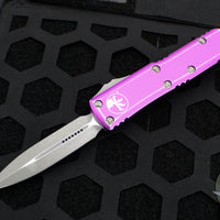 Microtech UTX-85 OTF Knife- Double Edge- Distressed Violet Handle- Apocalyptic Blade 232-10 DVI