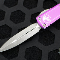 Microtech UTX-85 OTF Knife- Double Edge- Distressed Violet Handle- Apocalyptic Blade 232-10 DVI