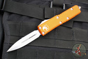 Microtech UTX-85 OTF Knife- Double Edge- Orange Handle- Stonewash Blade 232-10 OR