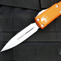 Microtech UTX-85 OTF Knife- Double Edge- Orange Handle- Stonewash Blade 232-10 OR