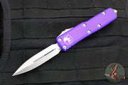 Microtech UTX-85 OTF Knife- Double Edge- Purple Handle- Stonewash Blade 232-10 PU