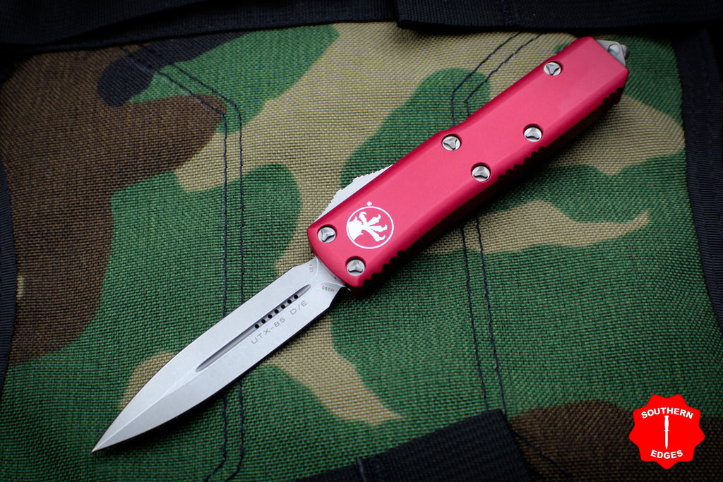 Microtech UTX-85 Red Double Edge OTF Knife Stonewash Blade 232-10 RD