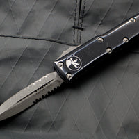 Microtech UTX-85 Distressed Black Double Edge OTF Knife Apocalyptic Part Serrated Blade 232-11 DBK