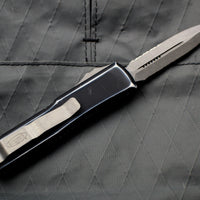 Microtech UTX-85 Distressed Black Double Edge OTF Knife Apocalyptic Part Serrated Blade 232-11 DBK