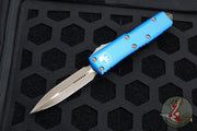 Microtech UTX-85 OTF Knife- Double Edge- Blue Handle- Bronzed Apocalyptic Blade 232-13 APBL