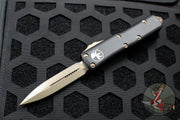 Microtech UTX-85 OTF Knife- Double Edge- Black Handle- Bronze Apocalyptic Blade 232-13 AP
