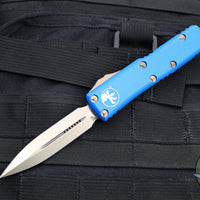 Microtech UTX-85 OTF Knife- Double Edge- Blue Handle- Bronzed Blade 232-13 BL