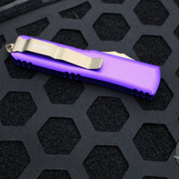 Microtech UTX-85 OTF Knife- Double Edge- Purple Handle- Bronzed Blade 232-13 PU