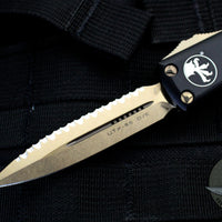 Microtech UTX-85 Double Edge OTF Knife Black with Bronzed Full Serrated Blade 232-15