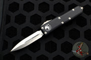 Microtech UTX-85 OTF Knife- Double Edge- Black Handle- Satin Blade 232-4
