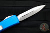 Microtech UTX-85 OTF Knife- Double Edge- Blue with Satin Full Serrated Blade 232-6 BL