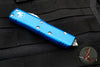 Microtech UTX-85 OTF Knife- Double Edge- Blue with Satin Full Serrated Blade 232-6 BL