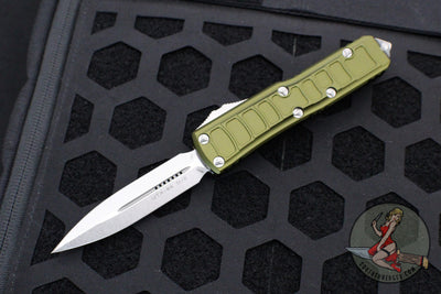 Microtech UTX-85 II OTF Knife- Stepped OD Green- Double Edge- Stonewashed Blade 232II-10 ODS