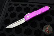 Microtech UTX-85 OTF Knife- Tanto Edge- Violet With Stonewash Plain Edge Blade 233-10 VI