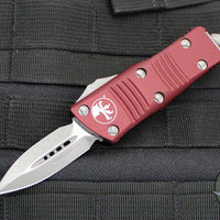 Microtech Mini Troodon OTF Knife- Double Edge- Merlot Red Handle- Apocalyptic Blade 238-10 APMR