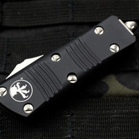 Microtech Mini Troodon OTF Knife- Double Edge- Black Handle- Stonewash Blade 238-10