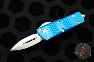 Microtech Mini Troodon OTF-Double Edge- Blue With Stonewash Blade 238-10 BL