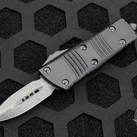 Microtech Mini Troodon OTF Knife- Double Edge- Black Handle- Damascus Blade with Ringed HW 238-16 S SN87