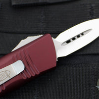 Microtech Mini Troodon OTF Knife- Double Edge- Merlot Red With Satin Blade 238-4 MR
