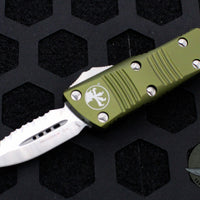 Microtech Mini Troodon OTF Knife- Double Edge- OD Green With Satin Full Serrated Blade 238-6 OD