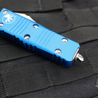 Microtech Mini Troodon OTF Knife- Tanto Edge- Blue With Stonewash Blade 240-10 BL
