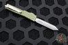 Microtech UTX-70 OTF Knife- Spartan Edge- Distressed OD Green Handle- Apocalyptic Plain Edge Blade 249-10 DOD