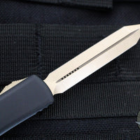 Microtech UTX-70 OTF Knife- Spartan Edge- Black Handle- Bronzed Blade 249-13