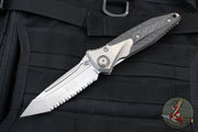 Microtech Socom Bravo- Tanto Edge- Titanium Handle with Carbon Fiber Scales- Bead Blast Finished Full Serrated Edge- Bronze Pivot Collar 261-9 CTFI
