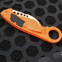 Microtech Lineman Karambit Out The Side (OTS) Auto- Rescue Orange Handle- Orange Full Serrated Blade 264-3 COR