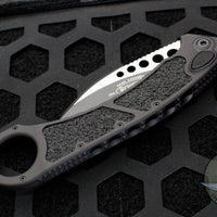 Microtech Hawk Karambit Out The Side (OTS) Auto- Tactical- Black Handle- Black Full Serrated Blade 266-3 T RINGED