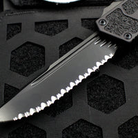 Microtech Scarab II Black Single Edge Shadow DLC Full Serrated Blade and DLC HW 278-3 DLCTSH