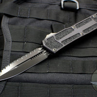 Microtech Scarab II Black Double Edge Shadow DLC Full Serrated Blade and DLC HW 280-3 DLCTSH
