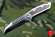 Marfione Custom Warhound Folder Satin Titanium Handles Copper trimmed Lightning Strike Carbon Fiber Inlay Cu Backspacer & Hardware 391-MCK HP LSCFCU