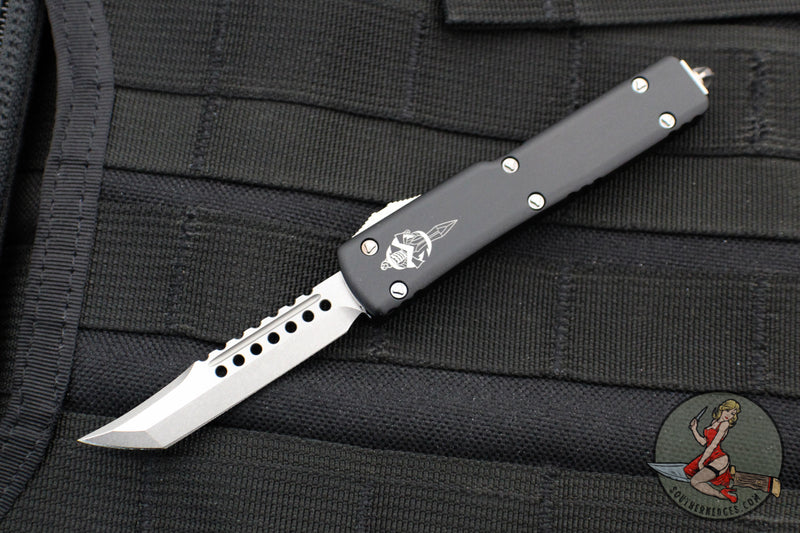 Microtech UTX-70 OTF Knife- Black Hellhound With Stonewash Blade