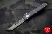 Microtech UTX-70 Black Body Hellhound Blade (OTF) Damascus Blade 419-16