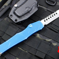Microtech Halo VI Hellhound with Distressed Blue Handle Apocalyptic Stonewash Blade 519-10 DBL