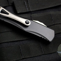 Microtech Hera OTF Knife- Double Edge- Black Handle- Stonewash Full Serrated Blade 702-12
